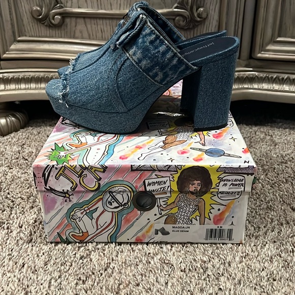 Jeffrey Campbell Magda Denim Mules 9 EUC - Picture 5 of 6